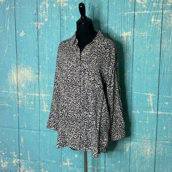 Grand & Greene Leopard Print Blouse ¾ Long Sleeve Medium - Picture 11 of 12